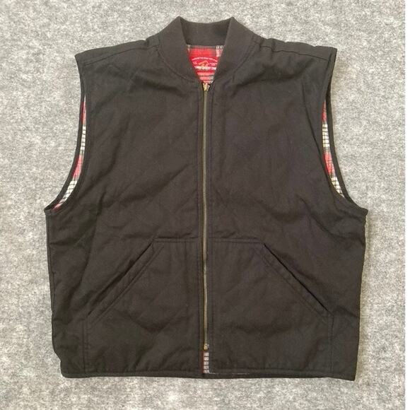 Marlboro Vest Mens Large Plaid Black Reversible Zip Up Country Store Western - Picture 2 of 9